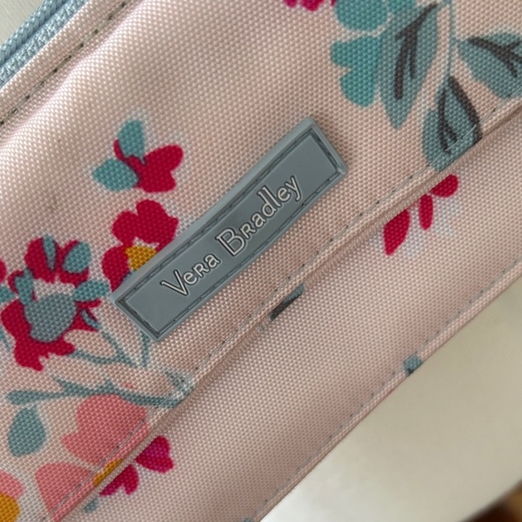 Vera Bradley Crossbody Wallet | Floral RFID Zip Wallet Bag Pink and Blue - Picture 5 of 16